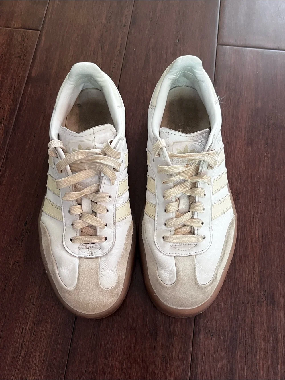 Samba adidas Cream White Tan Brown Low-Top Sneakers